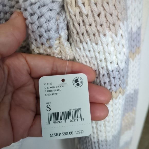 NEW Free People Devon Stripe Crop Sweater In Gray, Small - Picture 5 of 6